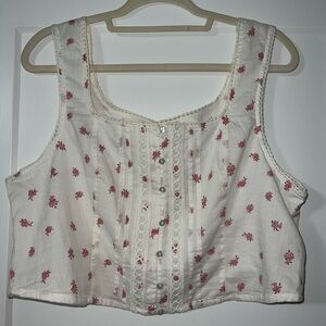 Cotton On White and Pink Floral Crop Top